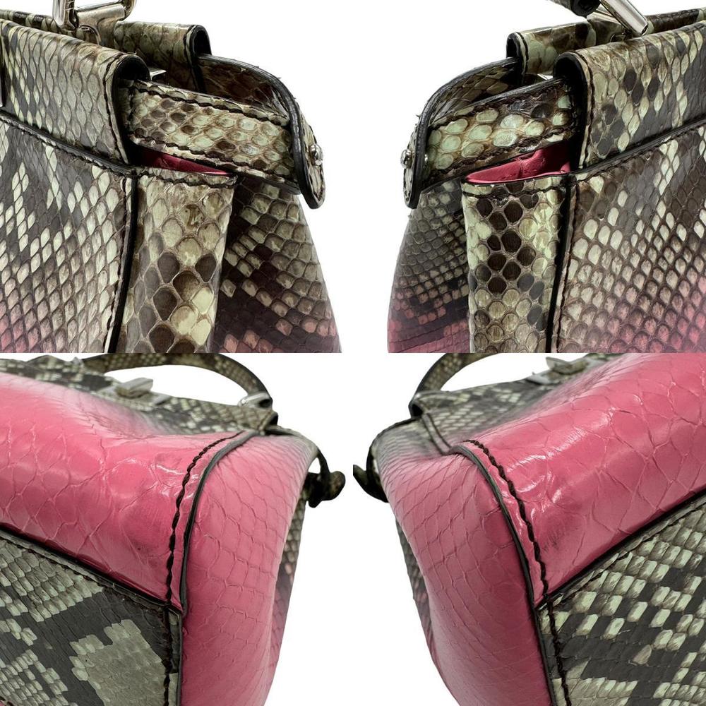 Fendi Mini Peekaboo Shoulder Bag Python Pink - image 3